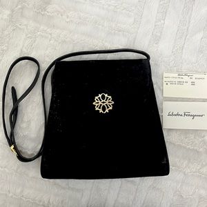 Vintage Black Salvator Ferragamo Purse-Gold Hardware